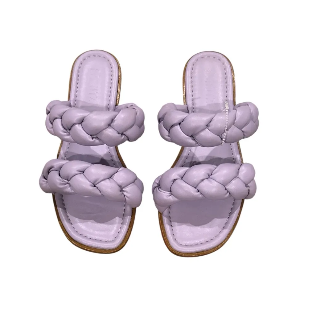 SCHUTZ LAVENDER PURPLE SANDAL SLIDES Women's Braided Lilac 8.5 - Image 2
