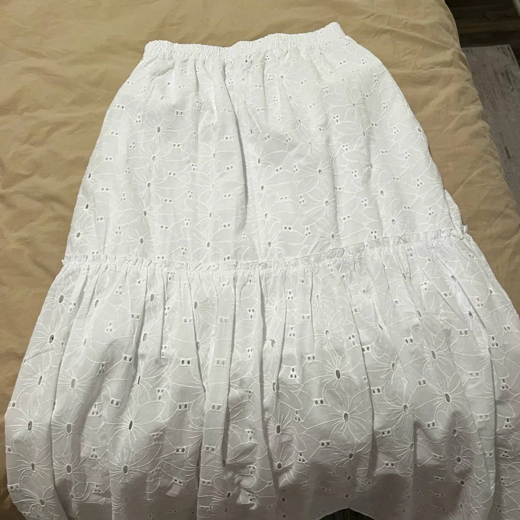 Calypso St. Barth White Eyelet Maxi Skirt - Image 8
