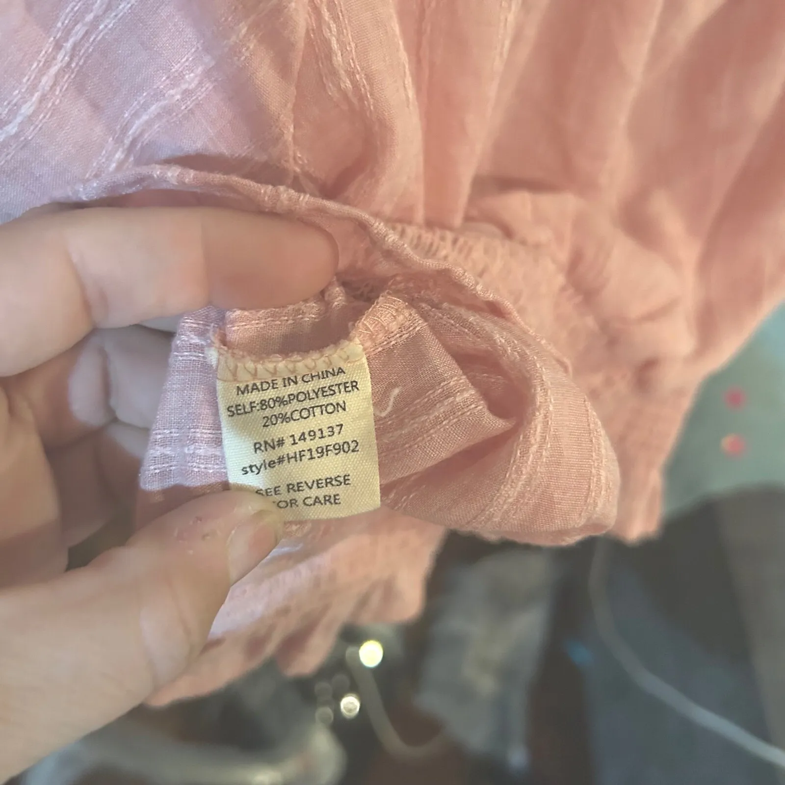 Fashion On Earth Smocked Top Blouse Off Shoulder Striped Pink Large - Image 7