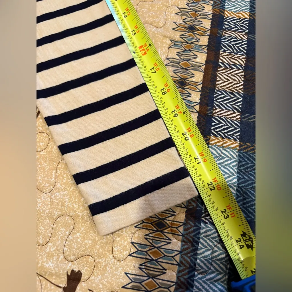 J. Crew Jeweled Embellished Striped Long Sleeve Top Cream/navy stripe women’s XS - Image 10