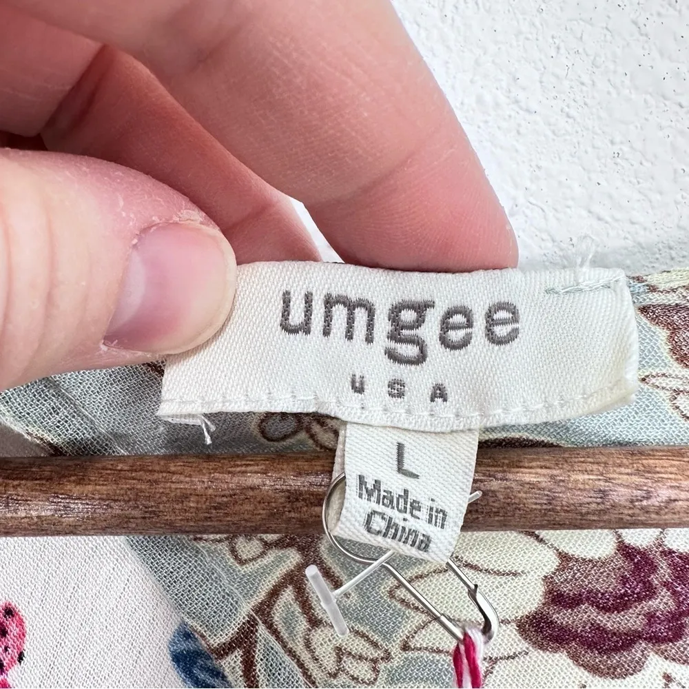 Umgee Mixed Media Ruffle Patchwork Floral Boho Kimono Duster Women's Size L‎ NWT - Image 5