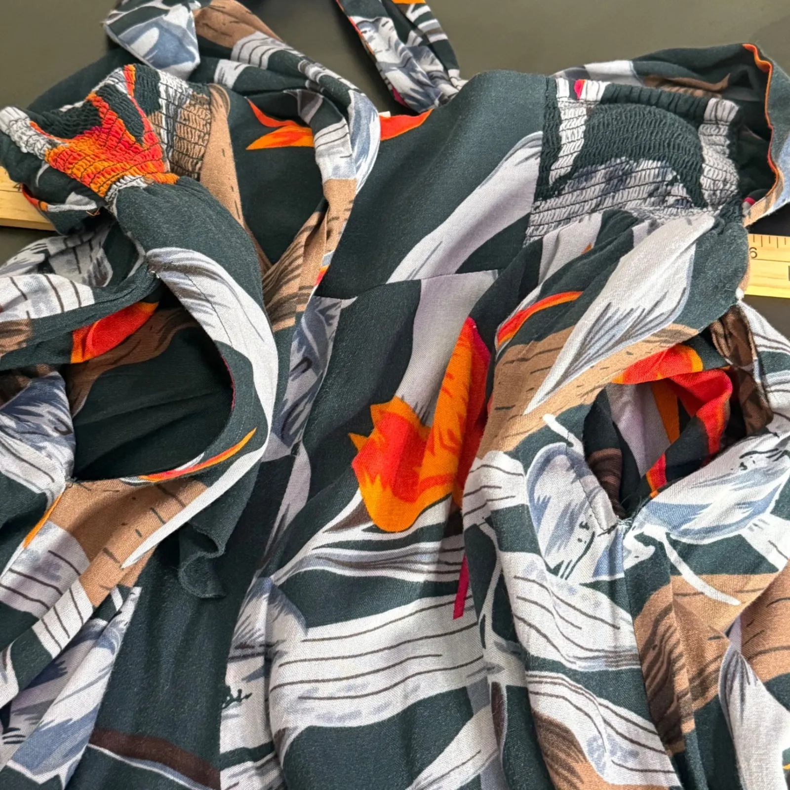 Patrons of peace Wide Leg Pants Palazzo Smocked Tie Front Flowy Womens M BOHO - Image 12