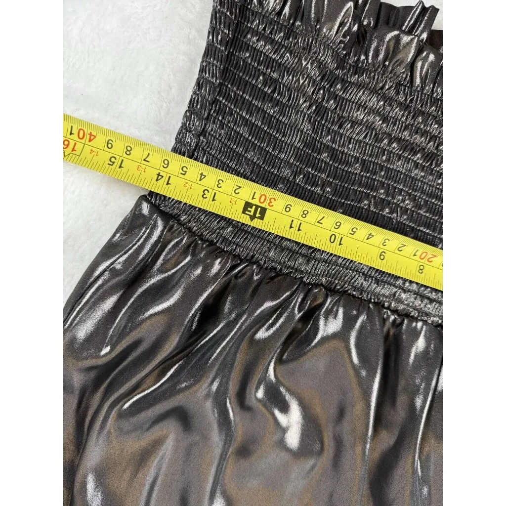 Nine West Women's‎ Sleeveless Ruffle Smocked Hem Top Blouse Size L Bronze Tied - Image 7