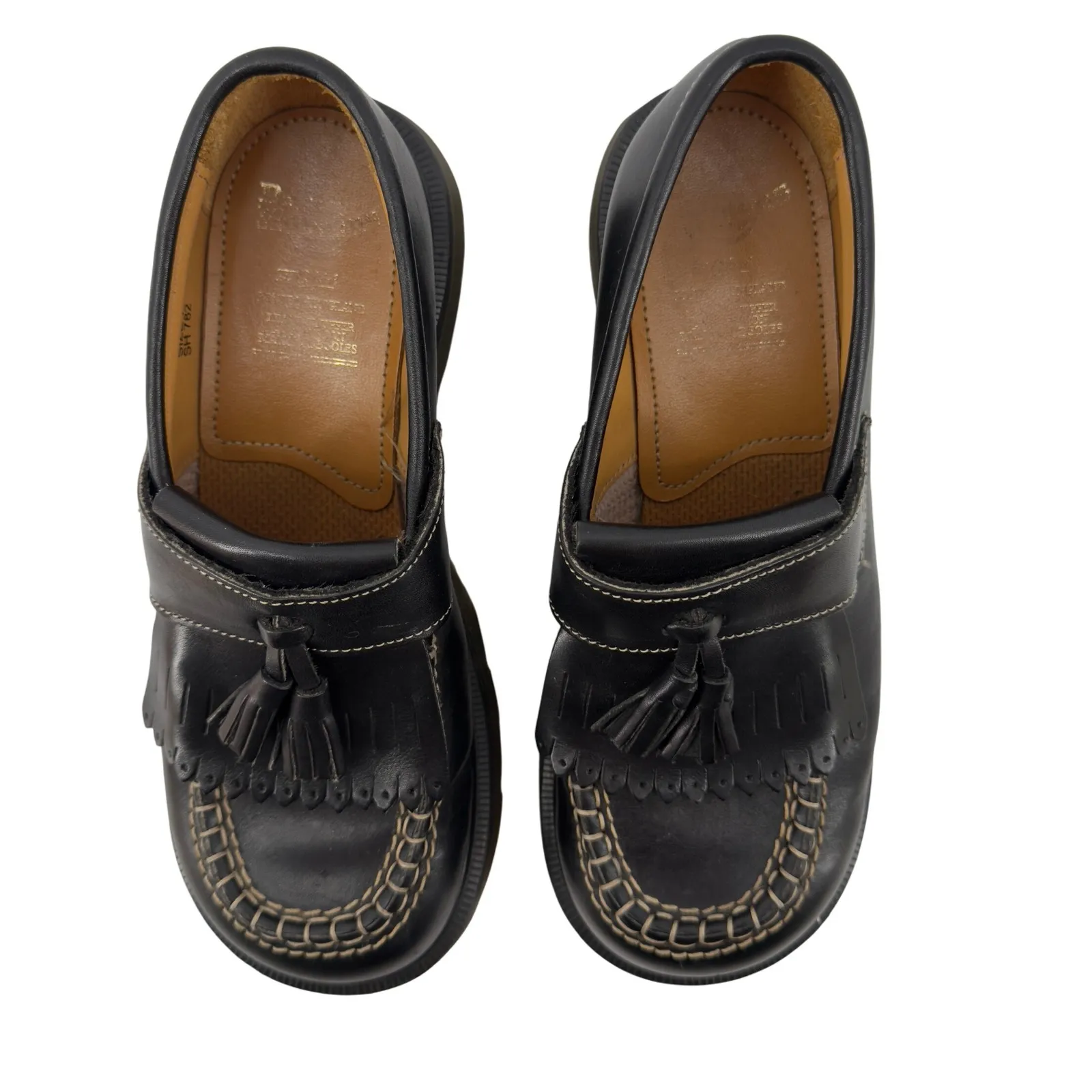Vtg Dr. Martens‎ Adrian Tassel Quad Platform Loafer Black Leather UK 7 M8/W9 Y2K - Image 3