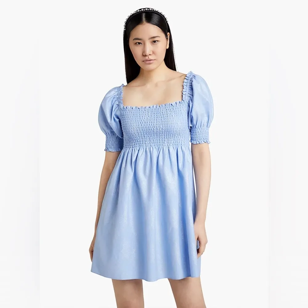 Hill House Athena Babydoll Nap‎ Dress XS Baby Blue Shimmer - Image 10