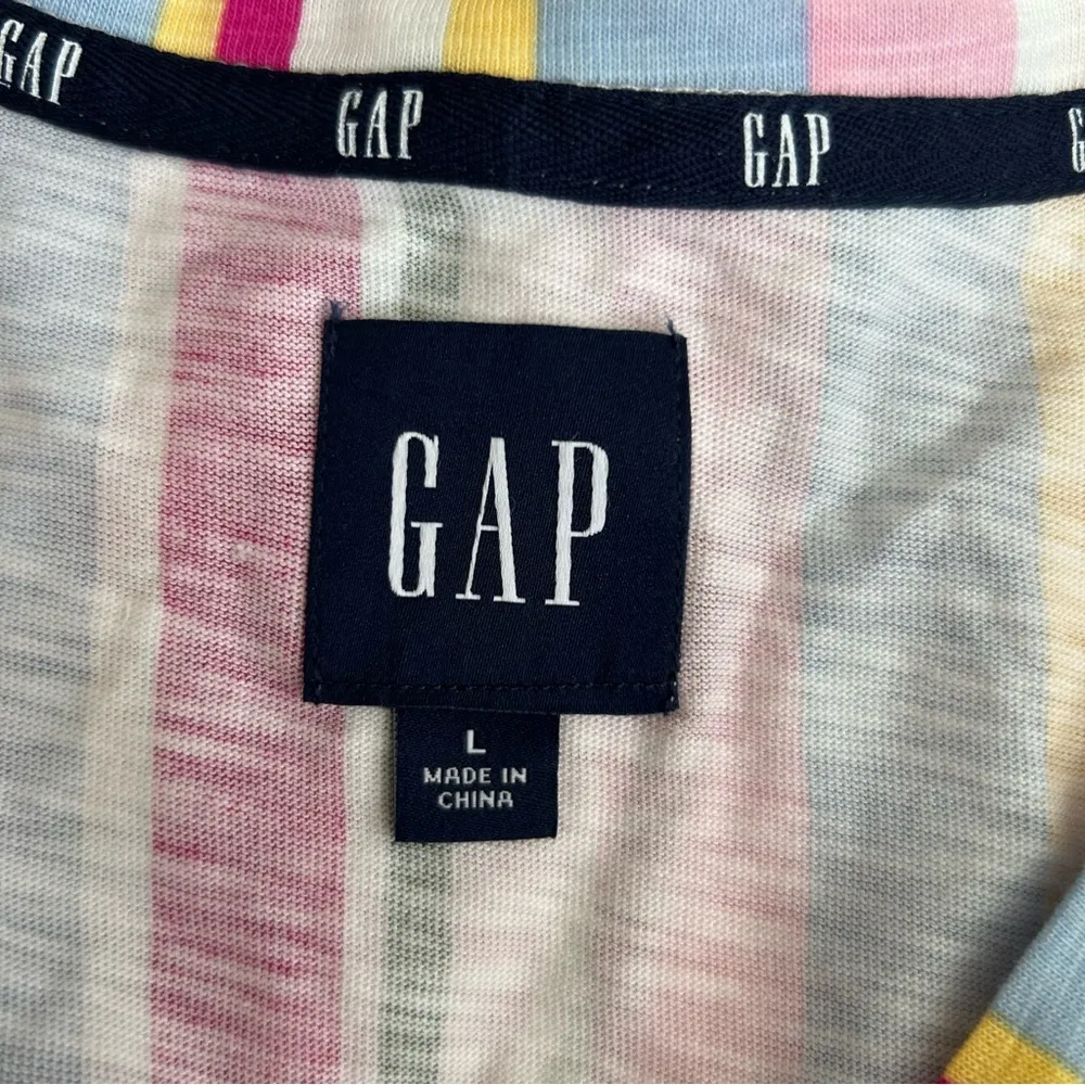 Gap Cotton Modal Striped Preppy Crewneck Sleeveless Knee Length Dress Large - Image 3