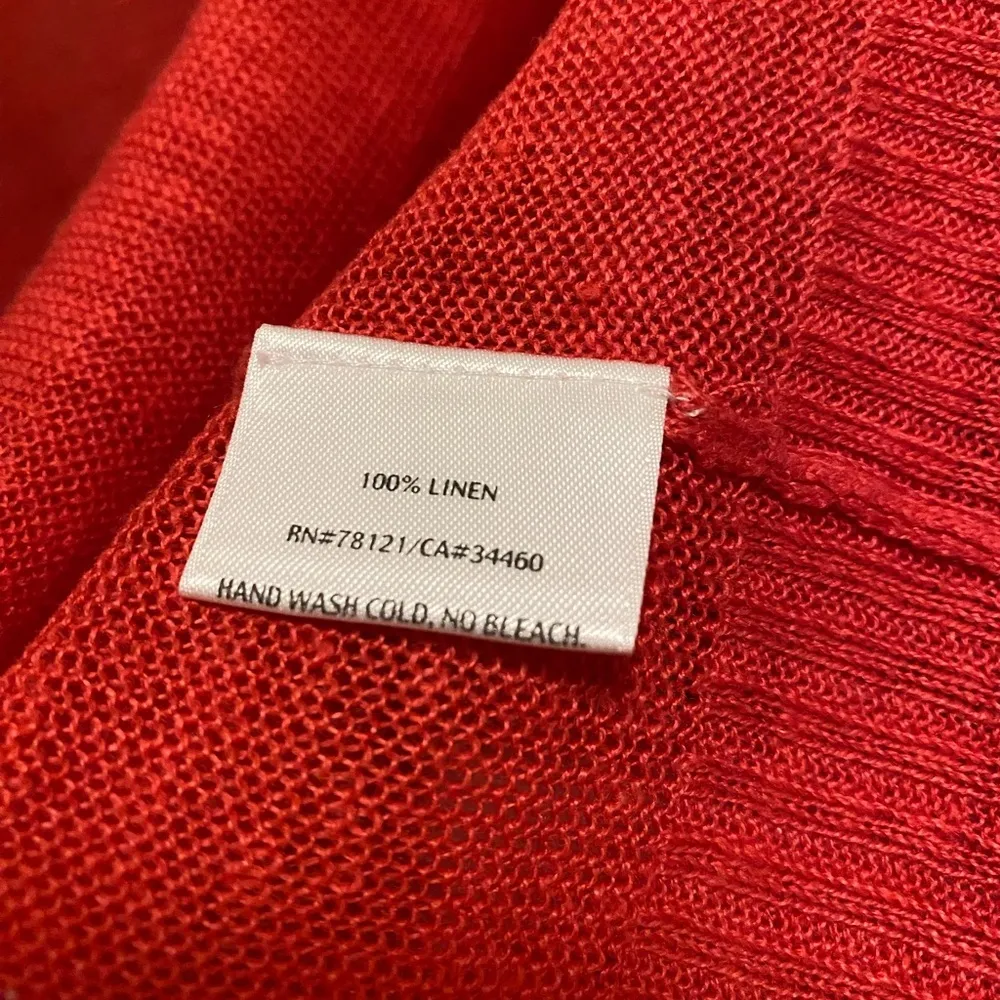 Eileen Fisher Pink Open Front 100% Linen Cardigan Size Large - Image 10