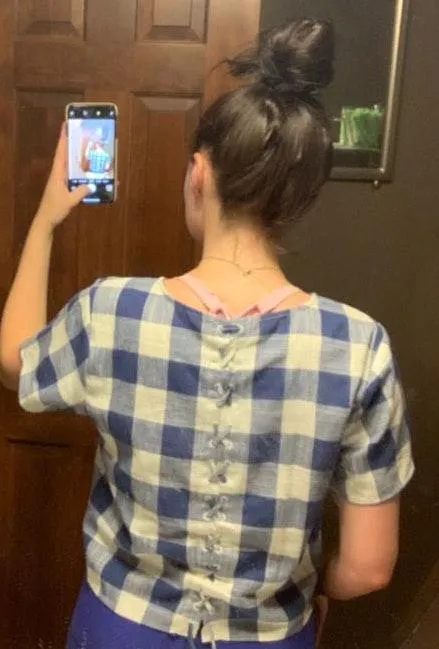 VICI Blue And White Checkered Top - Image 5