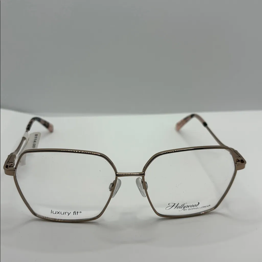 Hollywood by Sophia Loren Luxury Fit rose Gold blush Square Glasses 56 - Image 2
