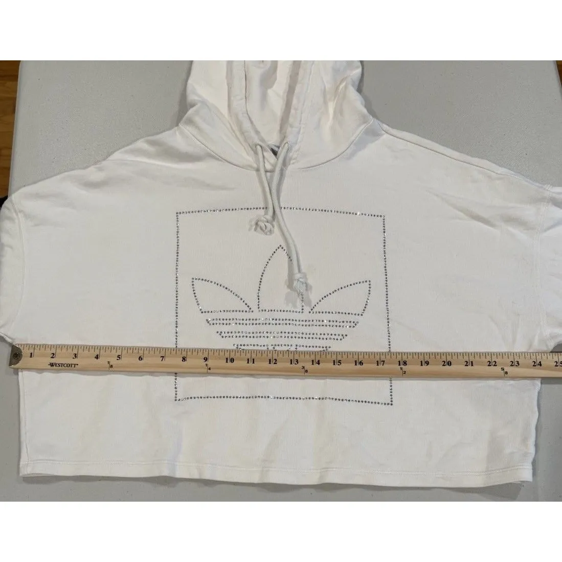 Adidas Cropped Hoodie Womens Small 100% Cotton Travel Lounge Casual Athletic - Image 5