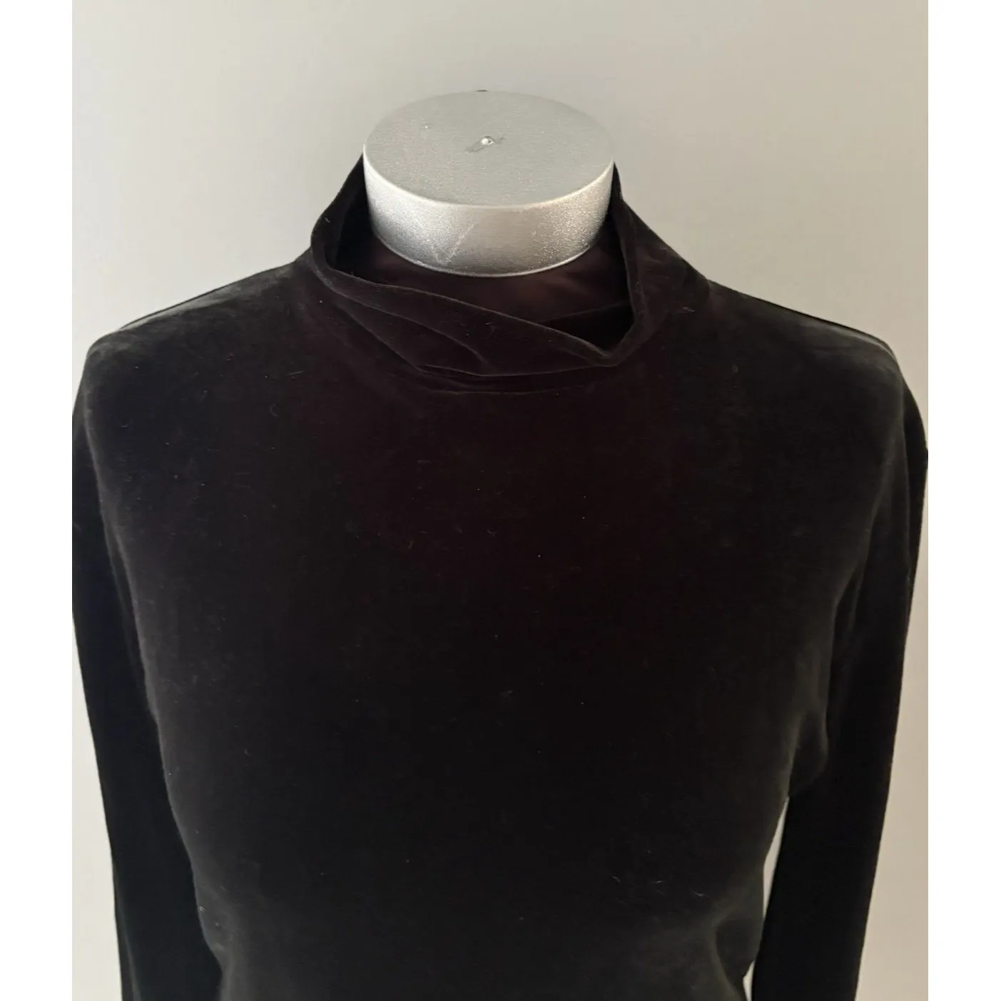 Vintage Nordstrom Velvet Mock Neck Size XL Black Minimalist Intimates Lounge - Image 2