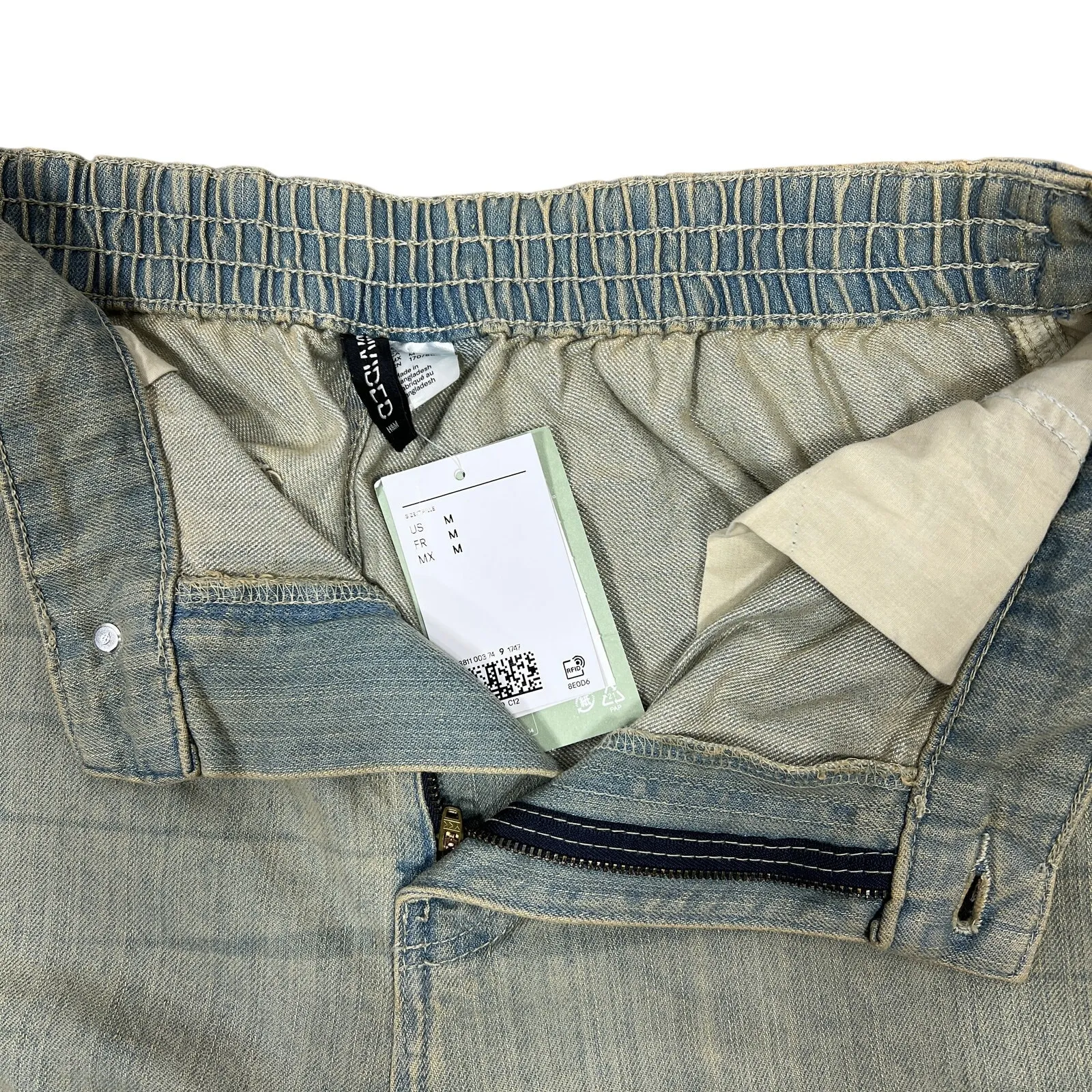 Divided H&M Wide-Leg Baggy Jeans Sz Medium Light Wash Denim Retro Parachute NEW! - Image 3