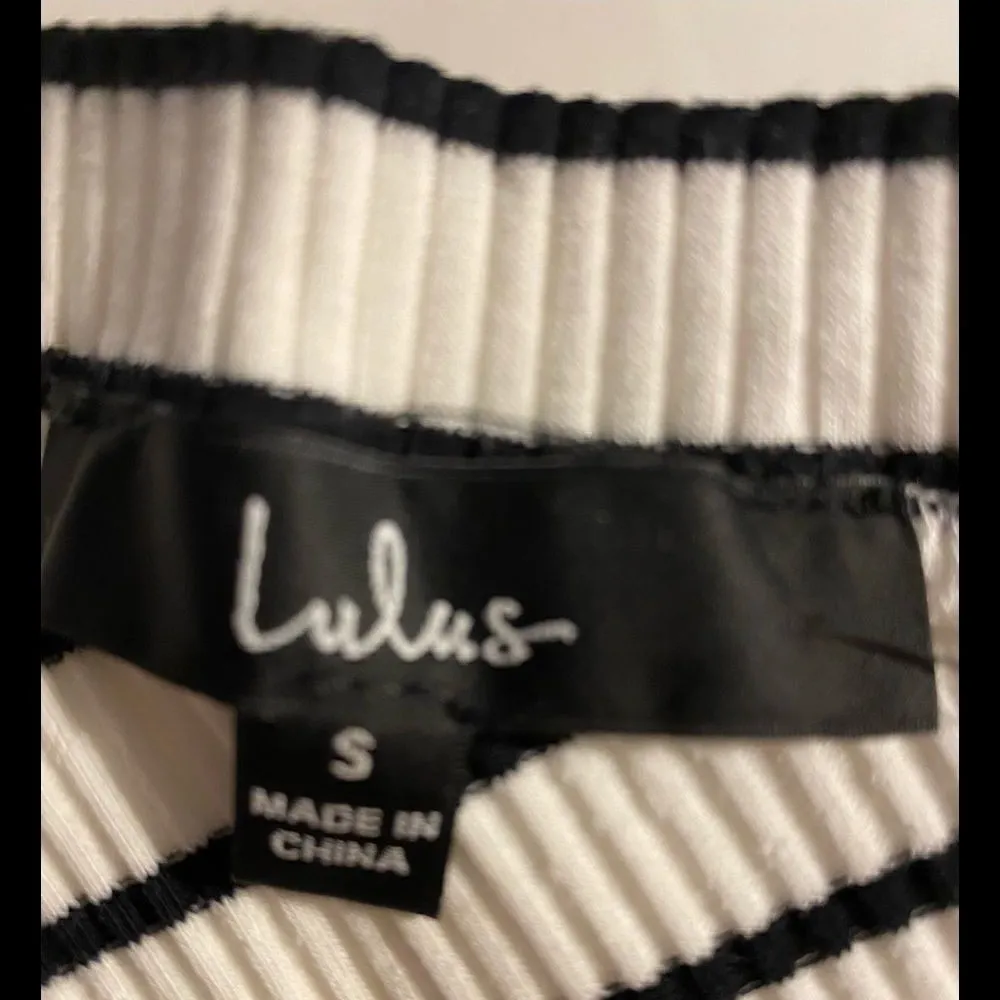 Lulus  White Striped Long Sleeve One-Shoulder Top - Image 6