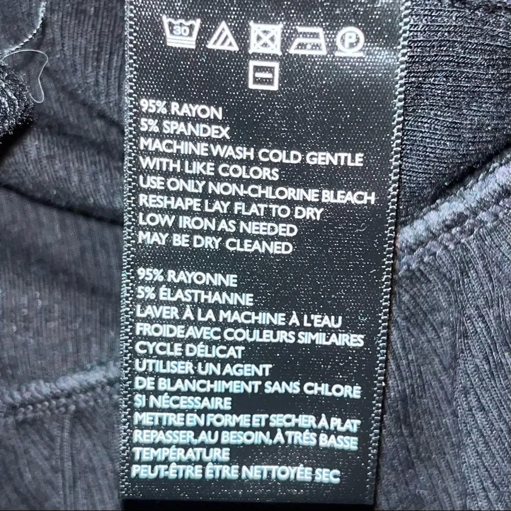 Black Ribbed Knit Tie Front Peplum Ruffle Top Small Slim Fit - Image 13