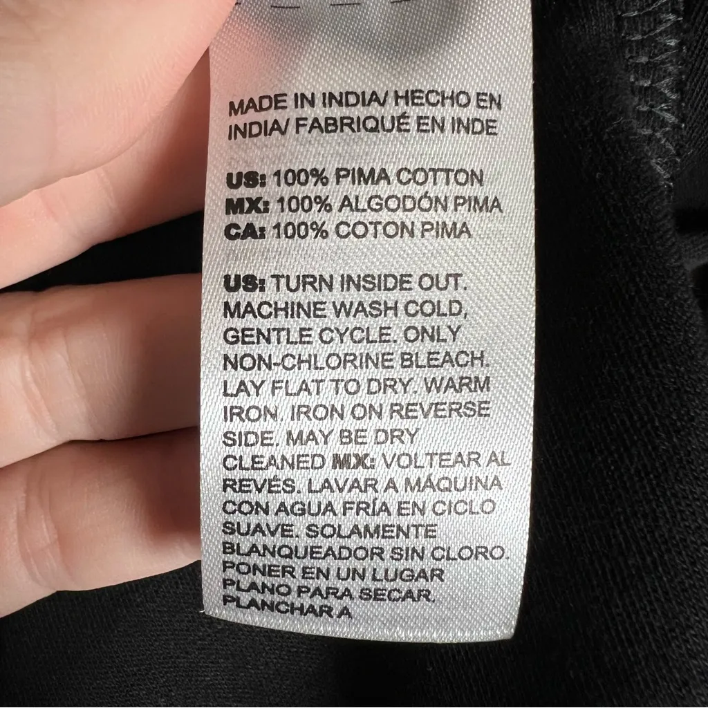 CHICO’S Black Long Sleeve Tunic Top Pima Cotton Beaded V-Neck Stretch Sz 1 US 8 - Image 6