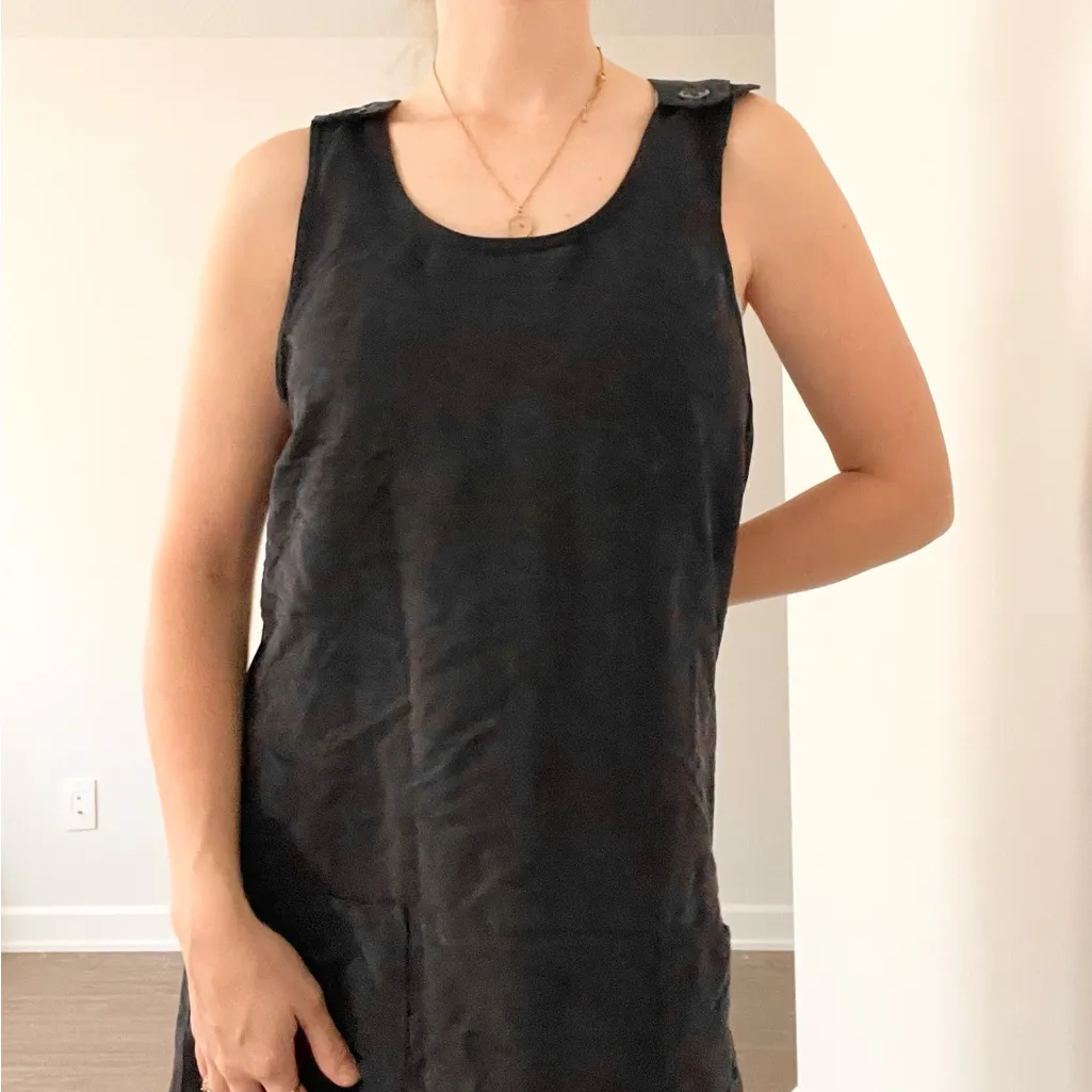 Vintage 90’s Button Strap Patch Pocket Black Maxi Dress Size M - Image 4