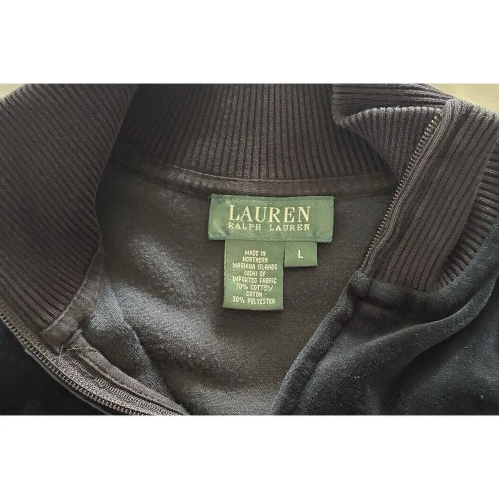 Lauren Ralph Lauren Jacket Womens Large Black Velour Velvet Full Zip Coat - Image 8