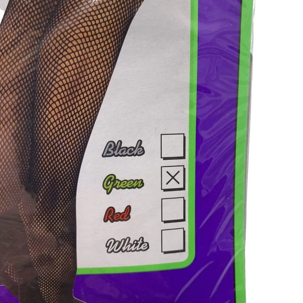 Sexy Green Fishnet Stockings Tights Cosplay Pantyhose Costume Gothic OS Fun - Image 4
