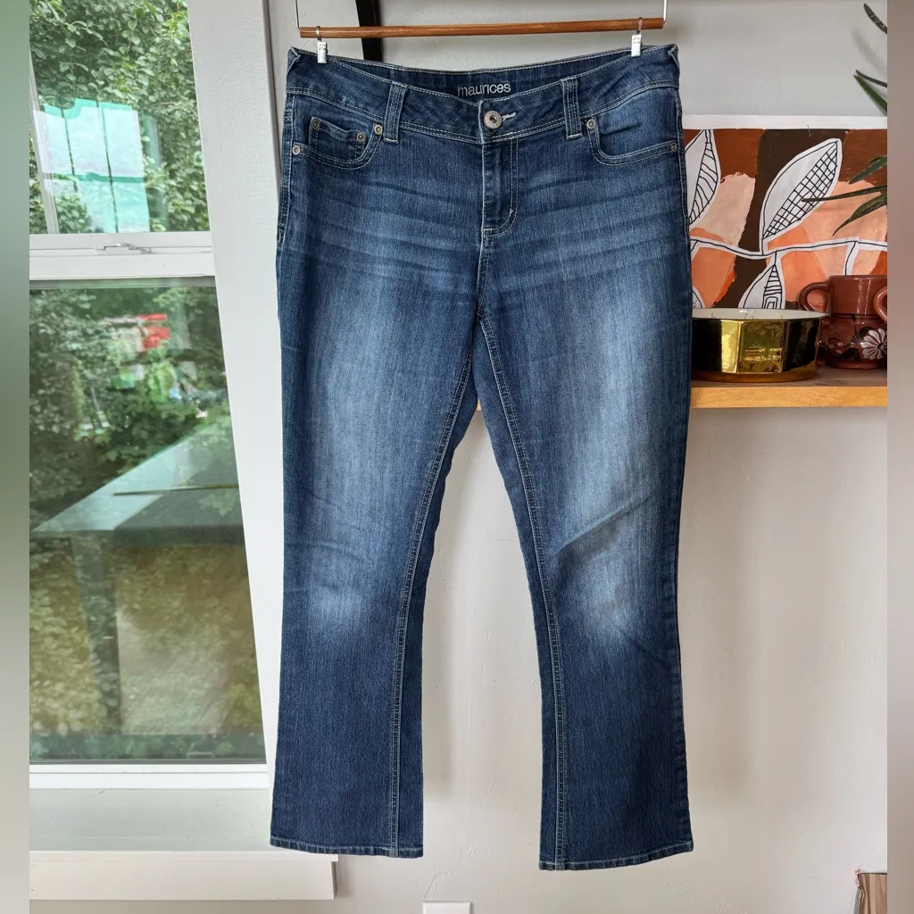 Maurices Western Style Flare Leg Dark Rinse Denim Jeans Size 7/8 Short - Image 10