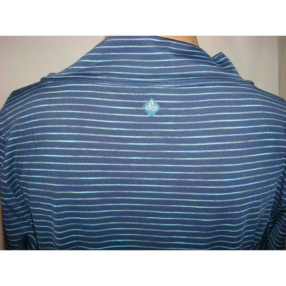 New Womens NWT PrAna Striped Dress Blend L Dark Blue Long Sleeve Light Sheath - Image 3