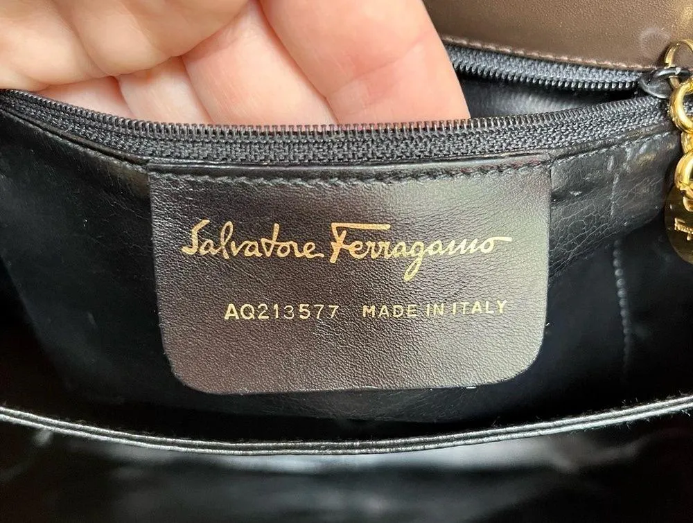 Salvatore Ferragamo Vintage Brown Leather Chain Bag - Image 14