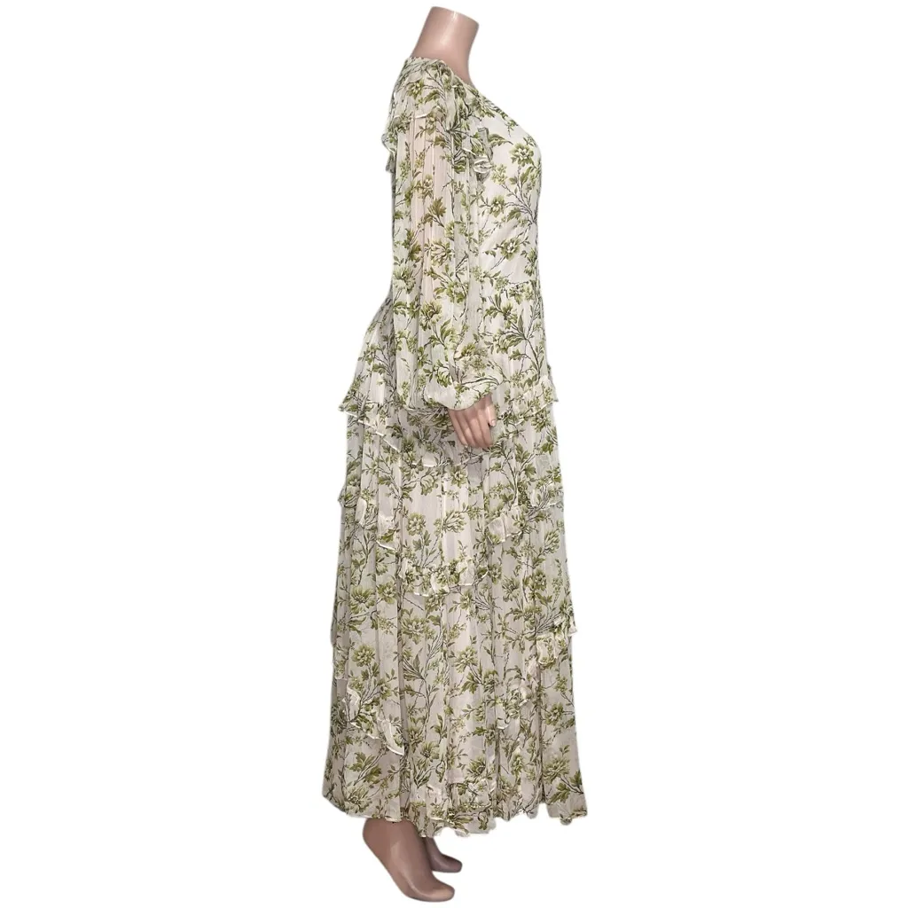 BHLDN Liana Printed V-Neck Long-Sleeve Maxi Dress, Ivory Floral, XL - Image 9