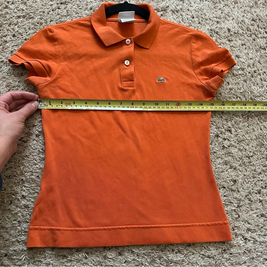 Lacoste Collared Polo Shirt Orange Y2K Alligator Preppy Women Vintage Size 36 - Image 7