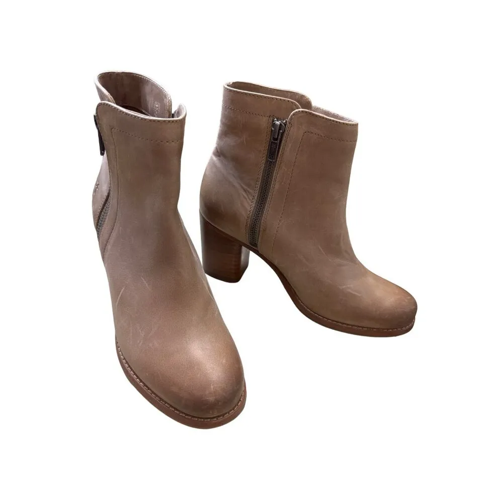 Frye women’s gray leather ankle boots shoes with 3 inch heel size 6B SKU 3713 - Image 2