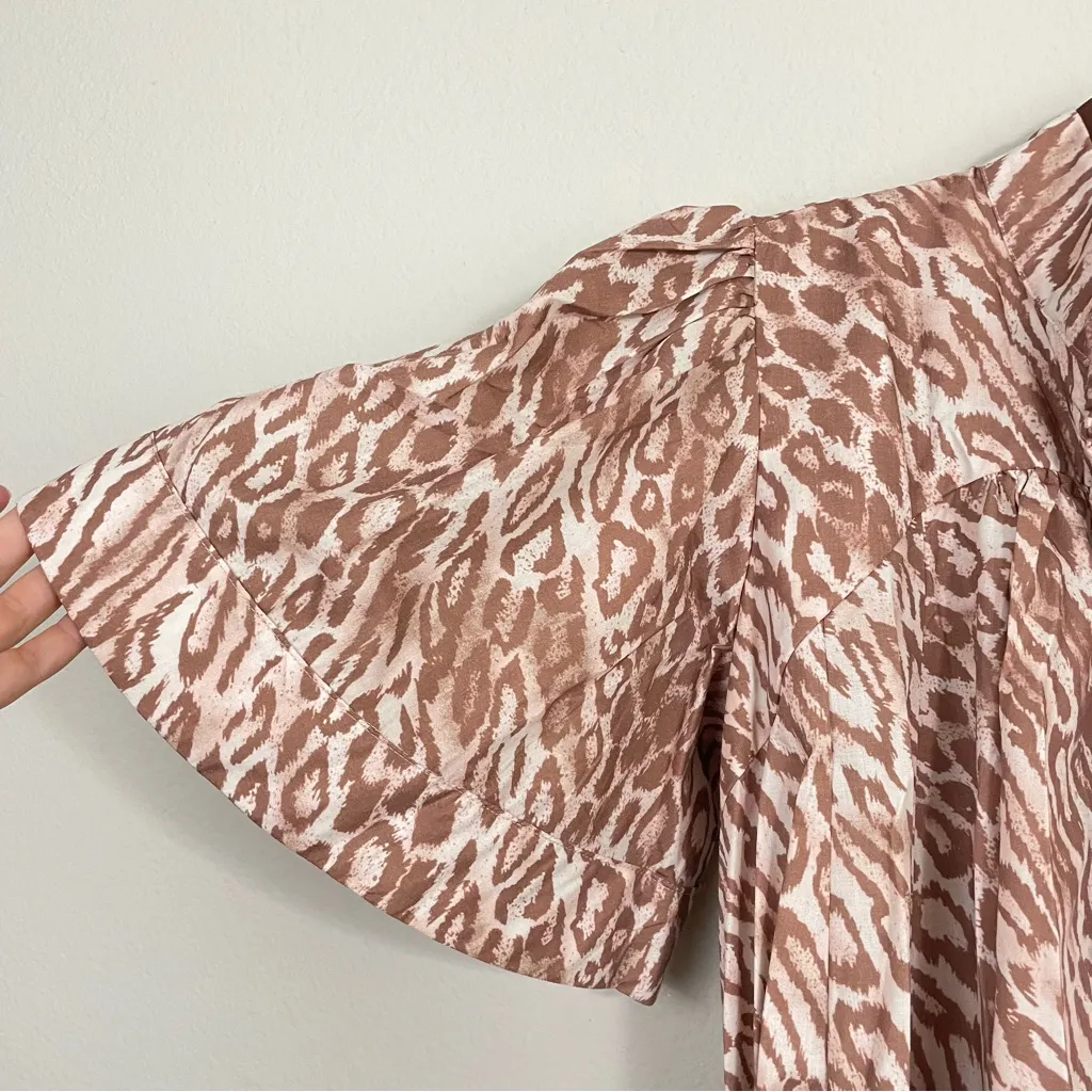 BEULAH Style Leopard Print Flutter‎ Sleeves Belted Mini Dress Size Medium - Image 7