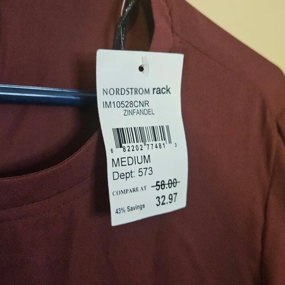 Nordstrom Harlowe & Graham Zinfandel Dark Plum Red Blouse Boho NEW NWT Medium - Image 3