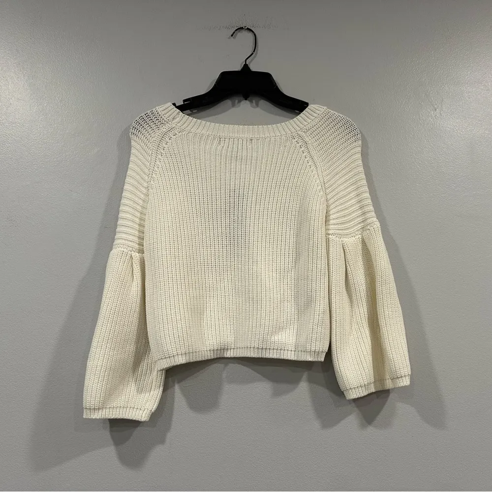 Gracia White Knit Cropped Sweater Large L NEW - Image 4