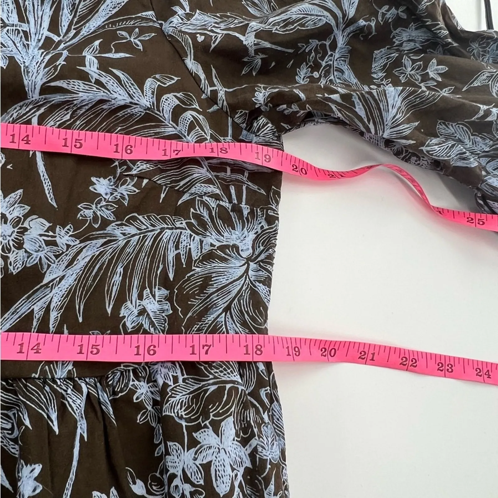 SAIPH lab Santorini Floral Dress Size L Cotton Italy Relaxed Coastal Brown Size L - Image 5