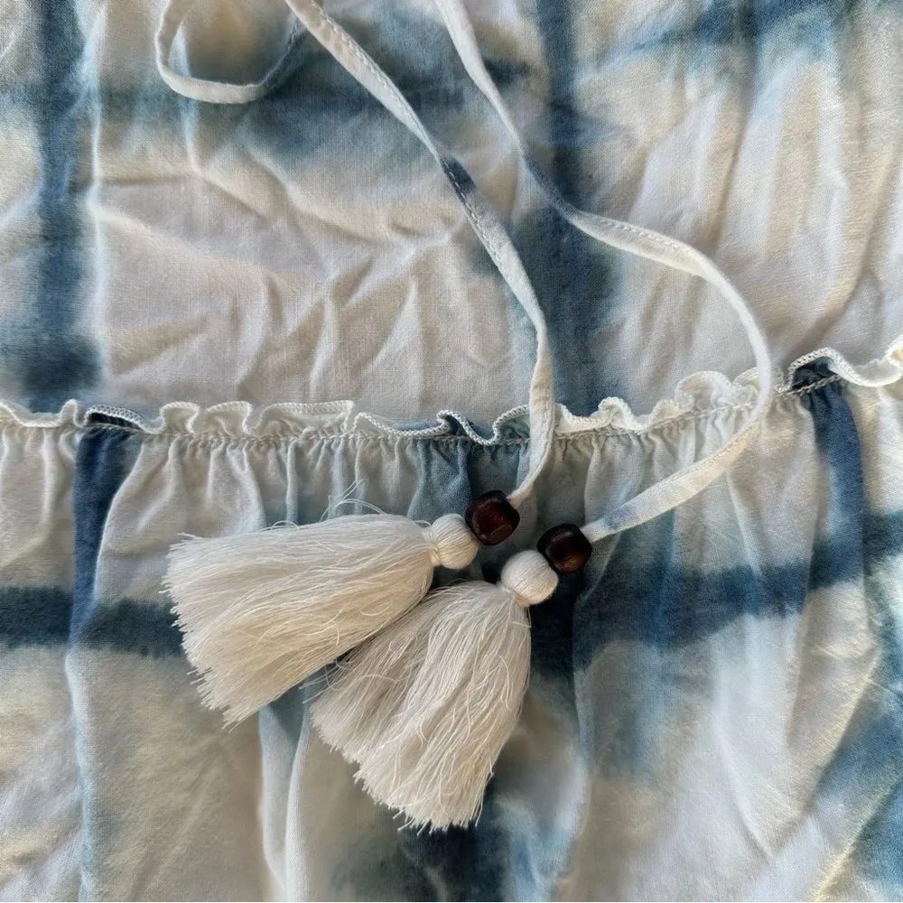 Pilcro Tie Dye Elastic Skirt Linen Blend Women’s Small Blue White Anthropologie - Image 3