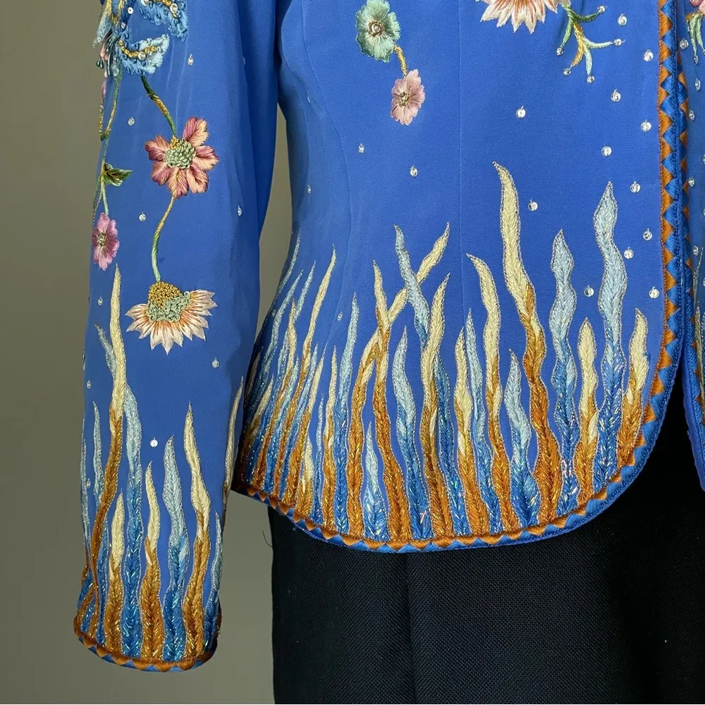 VINTAGE 1980s Silk Embellished Jacket - Image 2