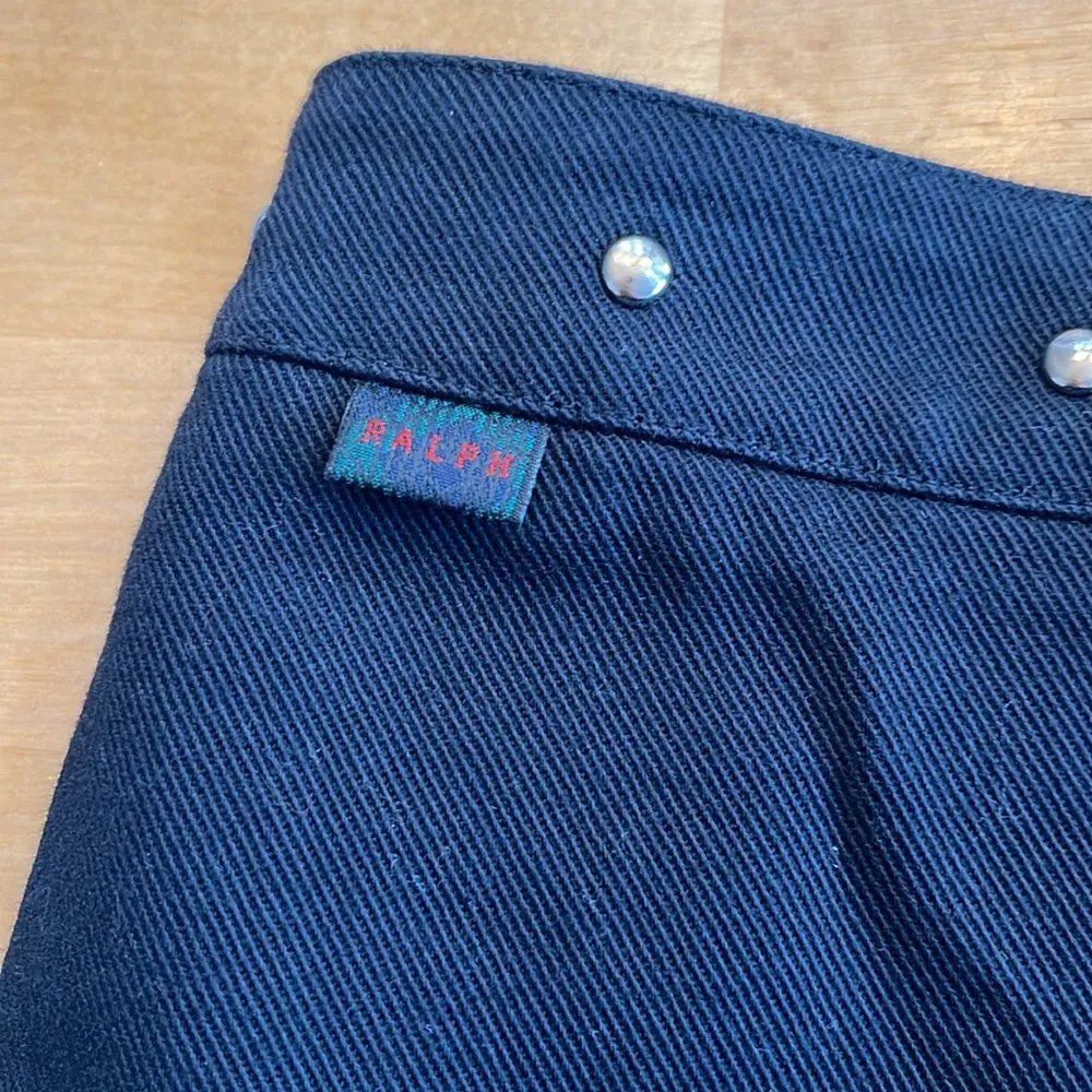 Ralph Lauren Lauren Plaid Label Black Studded Denim Skirt - Image 4