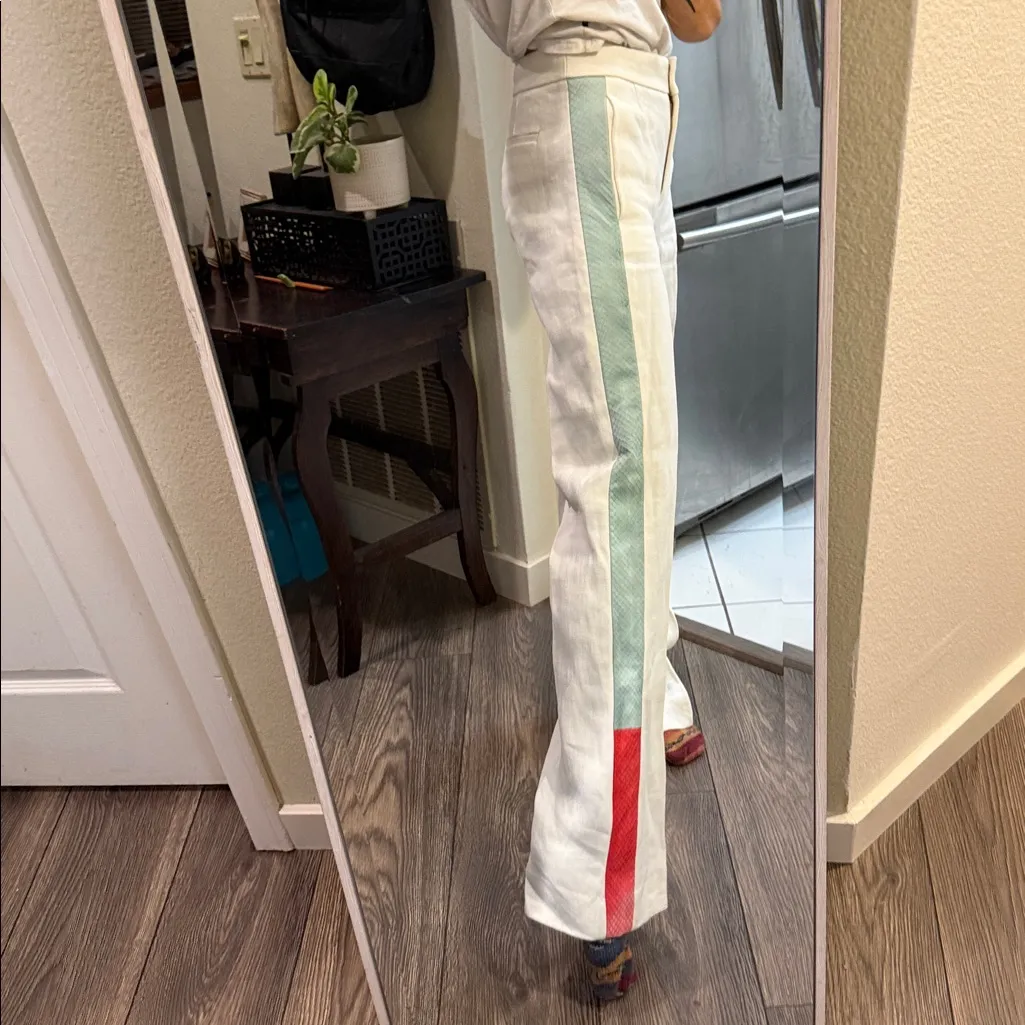 J Crew Collection Snakeskin Stripe Trouser Size 0 WHITE 59181 $795 - Image 2