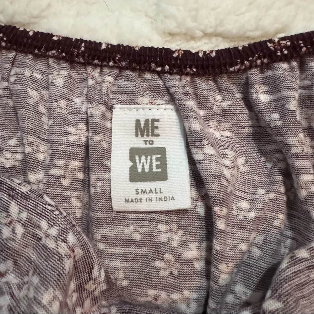 PacSun Me to We Burgundy Floral Off-Shoulder Long Sleeve Crop Top, Women’s Small - Image 3