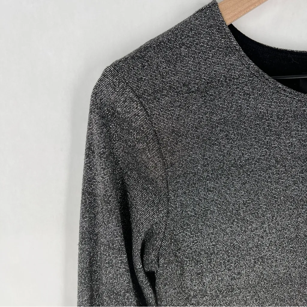 Reformation Esen Knit Dress in Chrome Sparkle Metallic Long Sleeve Party Dress - Image 4