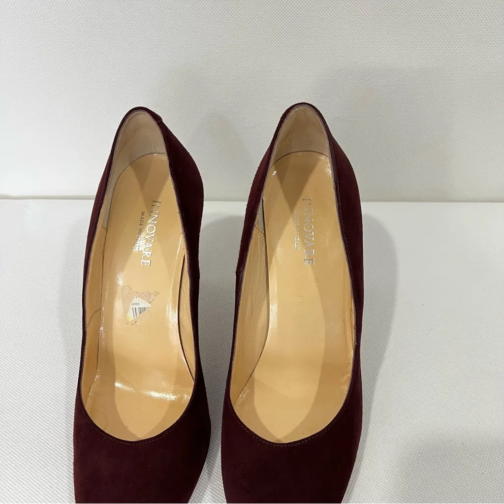 Innovare made Italy Pump Heels Size 36 (6) Elegant Dark Burgundy Maroon Suede Red - Image 3
