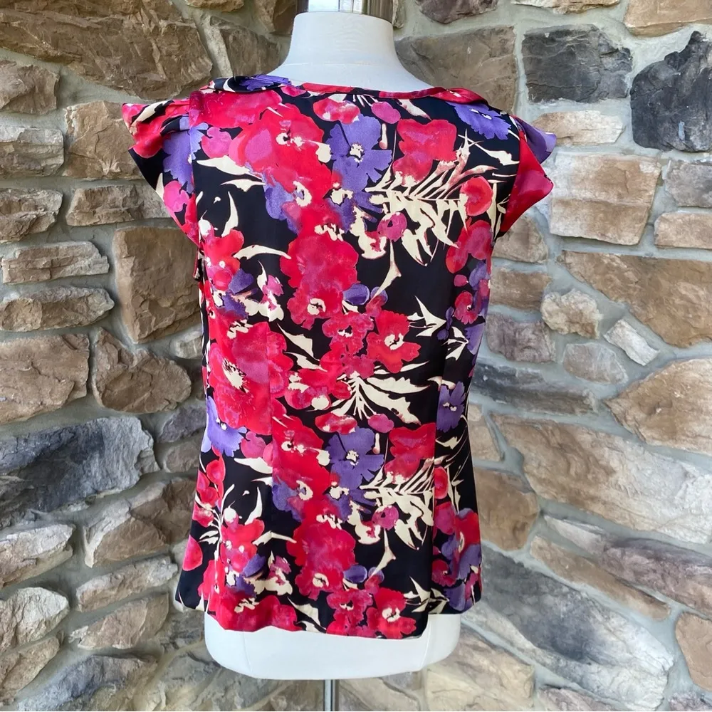 Anne Klein Button Down Cap Sleeve Ruffle Blouse - Image 13