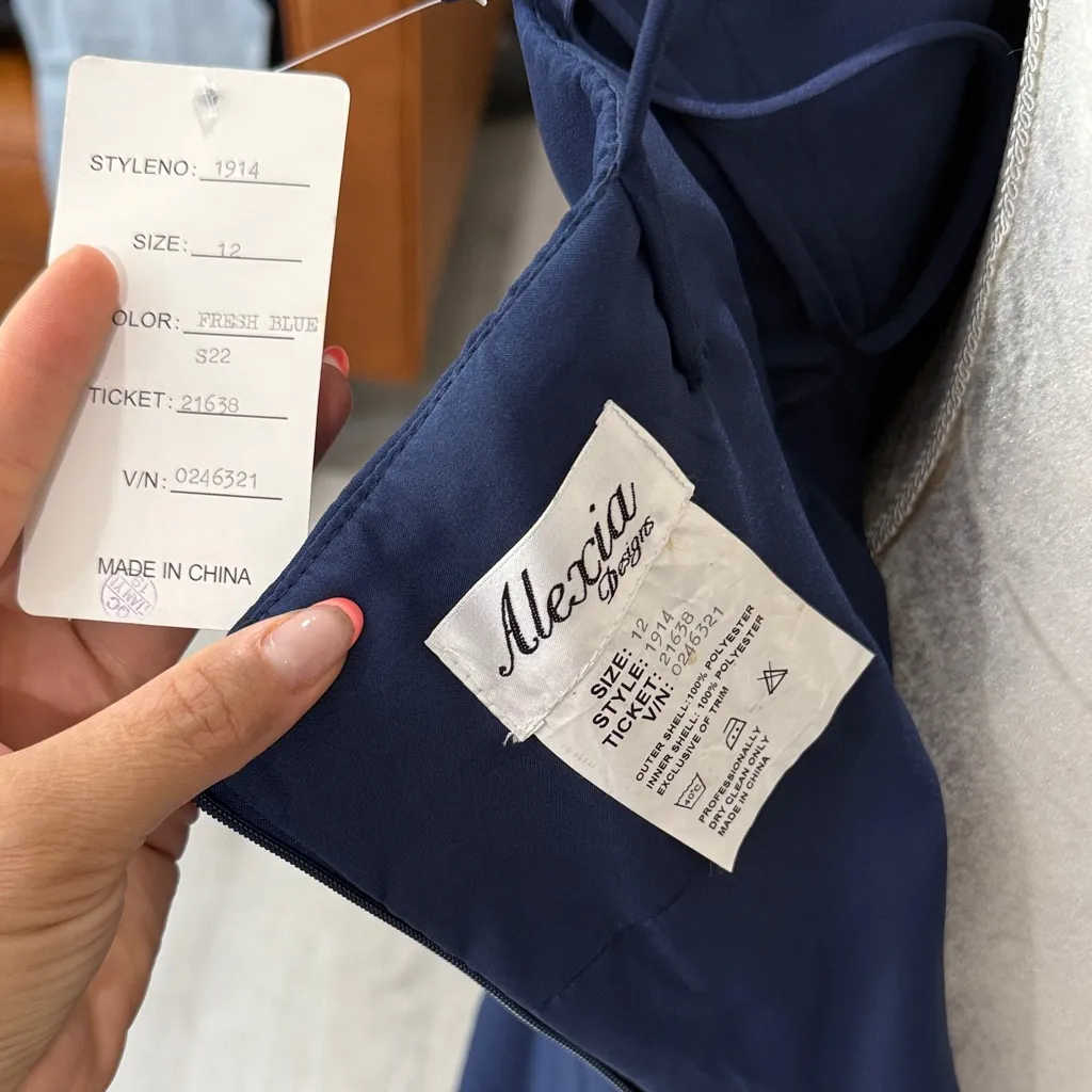 nwt // Alexia Designs formal dress with beaded detail and shawl scarf Blue Size 12 - Image 8