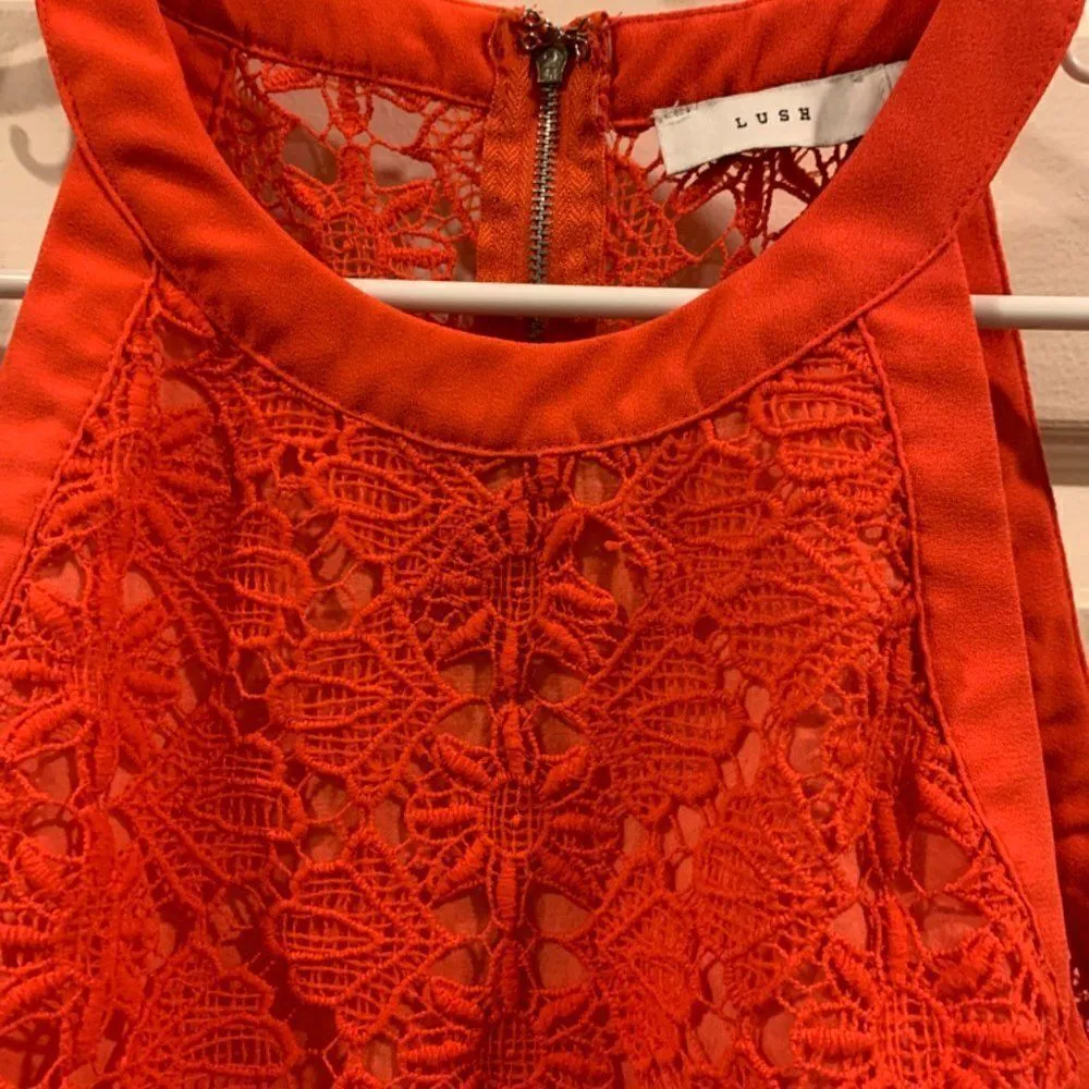 Lush Orange Lace Fitted Crop Top - Image 2