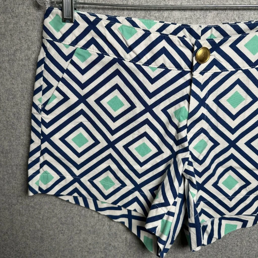 Lawrence & Lillion Shorts Womens Size 10 Colorful Button 100% Cotton Blue Green - Image 5