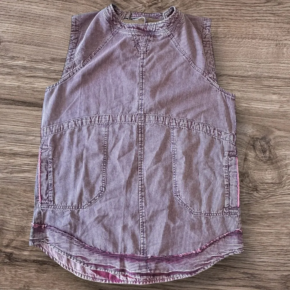 #115 NWT Free People Madison Railroad Stripe Tunic in Red Alert Overdrive - Image 6