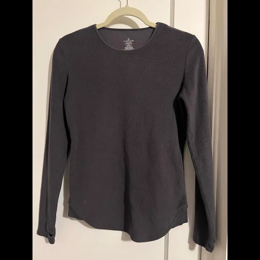 Cuddl Duds Cozy Soft Fleece Long Sleeve Top - Dark Gray - Image 2