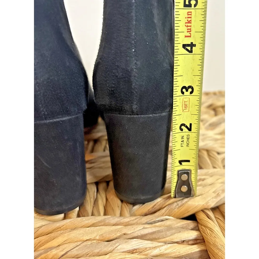 Loeffler Randall Booties Sz 7 Black Suede Block Heel Zip Side Boots Shoes Classy - Image 8