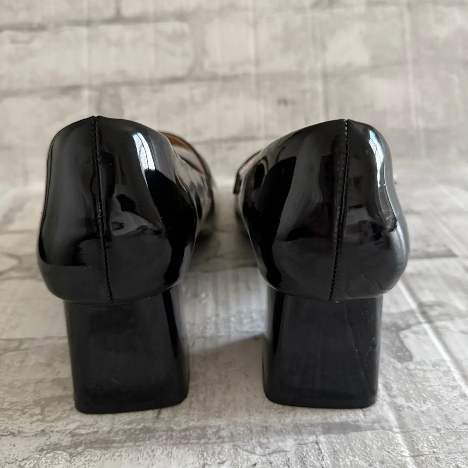 NWOB Trary Black Patent Leather Chunky Block Heel Round Toe Mary Jane Pumps Sz 9 - Image 4