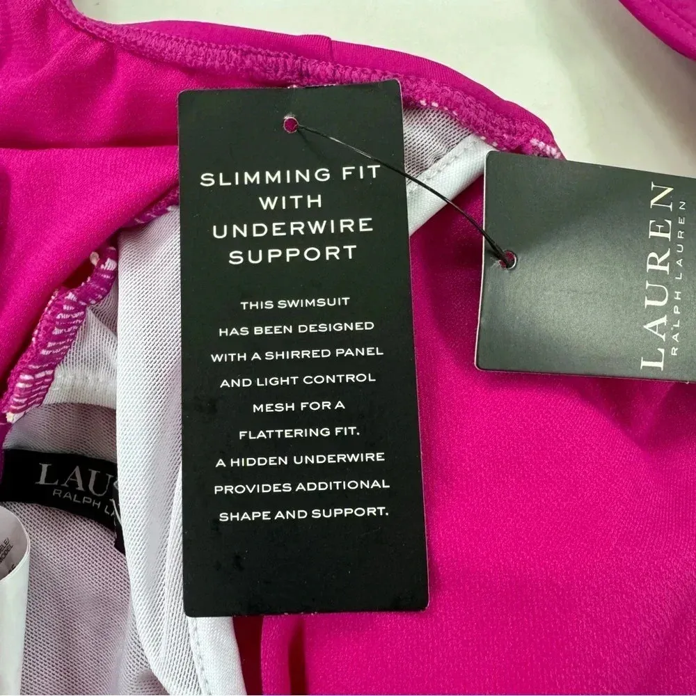 Lauren Ralph Lauren Beach Club Twisted One Piece Swimsuit Magenta Size 10 NWT - Image 9