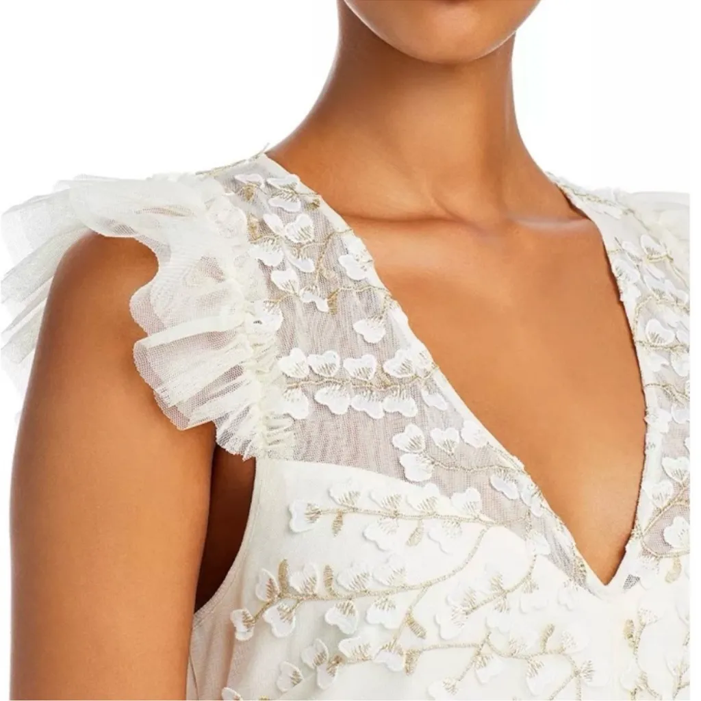 BCBGMAXAZRIA  Embroidered Tulle Gown - Image 2