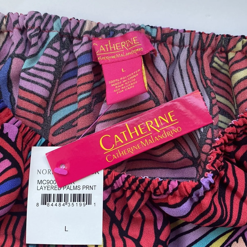 NWT Catherine Malandrino off the shoulder tropical palms top, size large - Image 2